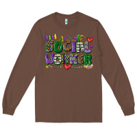 Chestnut social worker mardi gras cowgirl Long Sleeve Tee - CowGirlArtShop