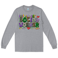 Heather Grey social worker mardi gras cowgirl Long Sleeve Tee - CowGirlArtShop