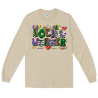 Mushroom social worker mardi gras cowgirl Long Sleeve Tee - CowGirlArtShop