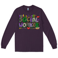 Plum social worker mardi gras cowgirl Long Sleeve Tee - CowGirlArtShop