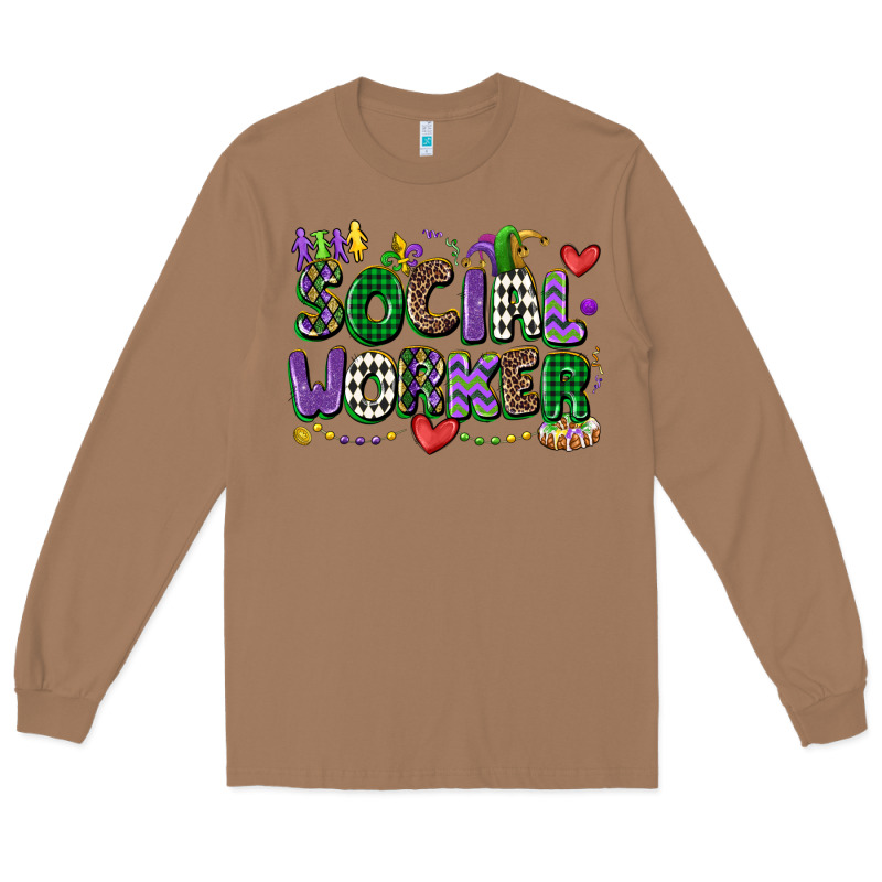 Social Worker Mardi Gras Cowgirl Long Sleeve Tee by CowGirlArtShop | Teevron