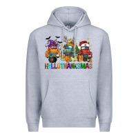 Heather Grey hallothanksmas trucks Premium Hoodie - FaDigitalArtStudio