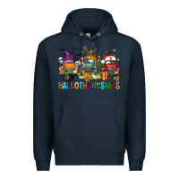 Navy hallothanksmas trucks Premium Hoodie - FaDigitalArtStudio