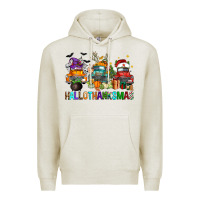 Oatmeal Heather hallothanksmas trucks Premium Hoodie - FaDigitalArtStudio