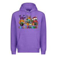 Purple hallothanksmas trucks Premium Hoodie - FaDigitalArtStudio