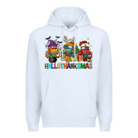 White hallothanksmas trucks Premium Hoodie - FaDigitalArtStudio