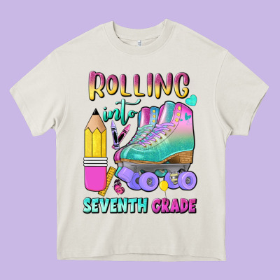 Rolling Into Seventh Grade Heavy Core Tee Designed By Bundleandbundleshop