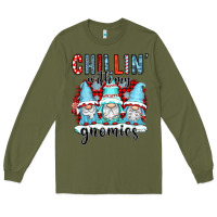 Army Green chillin with my gnomies Long Sleeve Tee - CowGirlArtShop