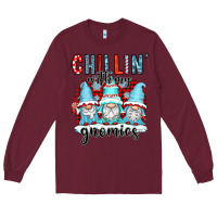 Burgundy chillin with my gnomies Long Sleeve Tee - CowGirlArtShop
