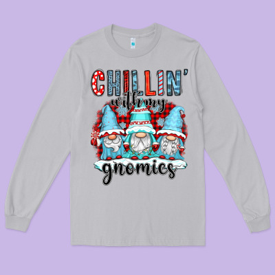 Chillin With My Gnomies Long Sleeve Tee Designed By Cowgirlartshop