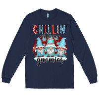 Navy chillin with my gnomies Long Sleeve Tee - CowGirlArtShop