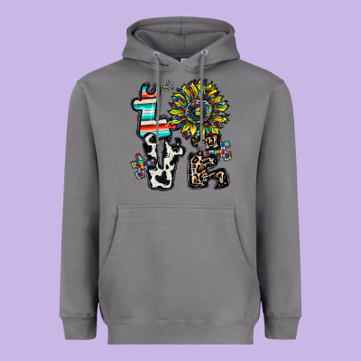 Love Autism Heavyweight Hoodie Designed By Cowhidedigitalart