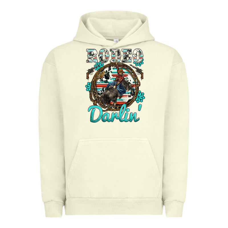 Western Rodeo Darlin' Bullfighter Serape Cowhide Turquoise Gemstones Urban Hoodie by BarkalooDesign | Teevron