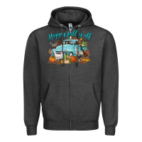 Charcoal Heather Happy Fall Y'all Zipper Hoodie - LillyAllenDesigns