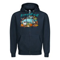 Navy Happy Fall Y'all Zipper Hoodie - LillyAllenDesigns