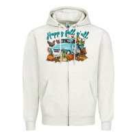 Oatmeal Heather Happy Fall Y'all Zipper Hoodie - LillyAllenDesigns