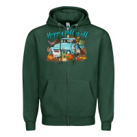 Sports Green Happy Fall Y'all Zipper Hoodie - LillyAllenDesigns