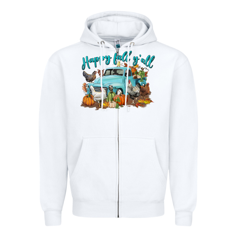 Happy Fall Y'all Zipper Hoodie by LillyAllenDesigns | Teevron