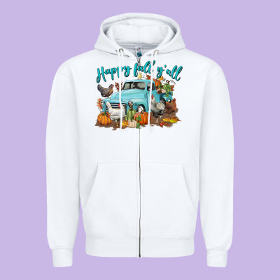 Happy Fall Y'all Zipper Hoodie Designed By Lillyallendesigns