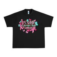Black My god is stronger than Cancer Awareness Urban Heavy Tee - HowdyJamesFarm