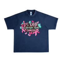 Navy My god is stronger than Cancer Awareness Urban Heavy Tee - HowdyJamesFarm