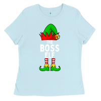 Baby Blue Boss Elf Matching Family Christmas Ladies Tee - lanVoArt