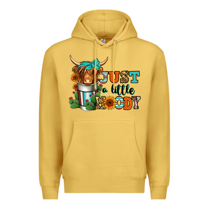 Just A Little Moody Coffee Cup Long Haired Cow Premium Hoodie by Jasminsmagicworld | Teevron