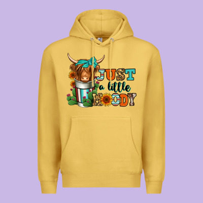 Just A Little Moody Coffee Cup Long Haired Cow Premium Hoodie Designed By Jasminsmagicworld