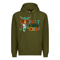 Army Green just a little moody coffee cup long haired cow Premium Hoodie - Jasminsmagicworld