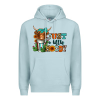 Blue Mist just a little moody coffee cup long haired cow Premium Hoodie - Jasminsmagicworld