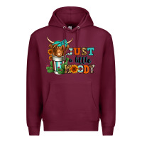Burgundy just a little moody coffee cup long haired cow Premium Hoodie - Jasminsmagicworld
