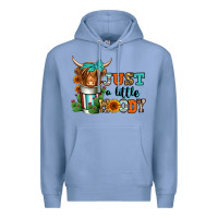 Colony Blue just a little moody coffee cup long haired cow Premium Hoodie - Jasminsmagicworld