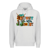Dove Grey just a little moody coffee cup long haired cow Premium Hoodie - Jasminsmagicworld
