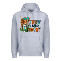 Heather Grey just a little moody coffee cup long haired cow Premium Hoodie - Jasminsmagicworld