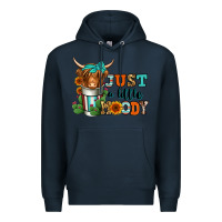 Navy just a little moody coffee cup long haired cow Premium Hoodie - Jasminsmagicworld