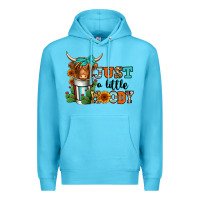 Ocean Blue just a little moody coffee cup long haired cow Premium Hoodie - Jasminsmagicworld