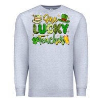 Heather Grey one lucky teacher Premium Sweatshirt - Artiststas