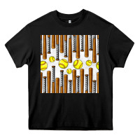 Black softball bat seamless pattern Heavy Core Tee - BundleAndBundleShop