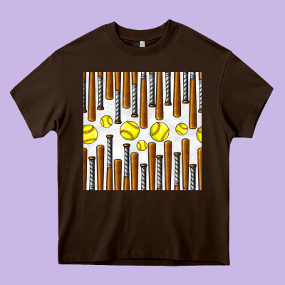 Softball Bat Seamless Pattern Heavy Core Tee Designed By Bundleandbundleshop