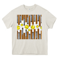 Cream softball bat seamless pattern Heavy Core Tee - BundleAndBundleShop