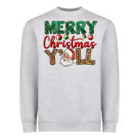 Heather Grey merry christmas y'all Heavyweight Sweatshirt - BundleAndBundleShop