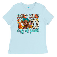 Baby Blue holy cow 100 days of school Ladies Tee - Artiststas