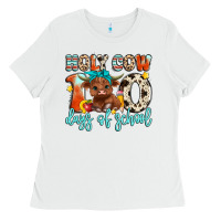 White holy cow 100 days of school Ladies Tee - Artiststas