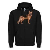 Black German Shepherd Dog Illustrations Zipper Hoodie - LillyAllenDesigns