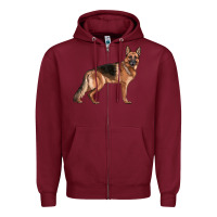 Burgundy German Shepherd Dog Illustrations Zipper Hoodie - LillyAllenDesigns