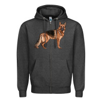 Charcoal Heather German Shepherd Dog Illustrations Zipper Hoodie - LillyAllenDesigns