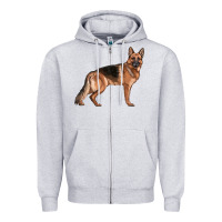 Heather Grey German Shepherd Dog Illustrations Zipper Hoodie - LillyAllenDesigns