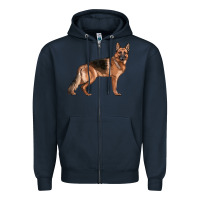 Navy German Shepherd Dog Illustrations Zipper Hoodie - LillyAllenDesigns