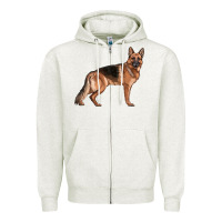 Oatmeal Heather German Shepherd Dog Illustrations Zipper Hoodie - LillyAllenDesigns
