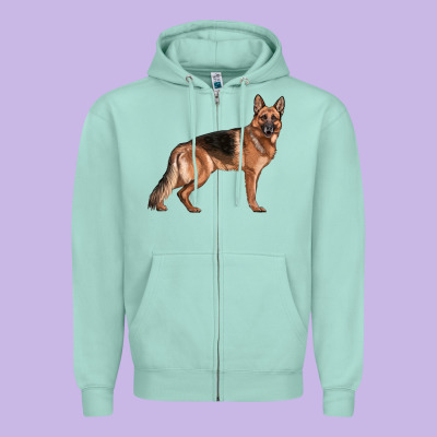 German Shepherd Dog Illustrations Zipper Hoodie Designed By Lillyallendesigns